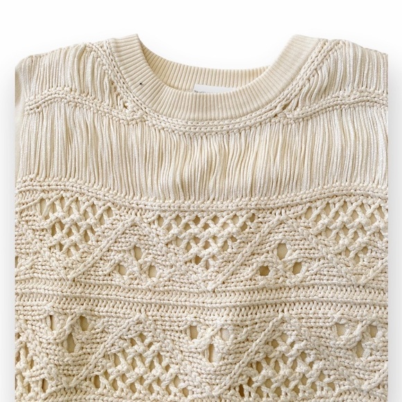 NWT Jonathan Simkhai  Delphine Macrame Knit Sweater, Ivory, Size S - Picture 10 of 16